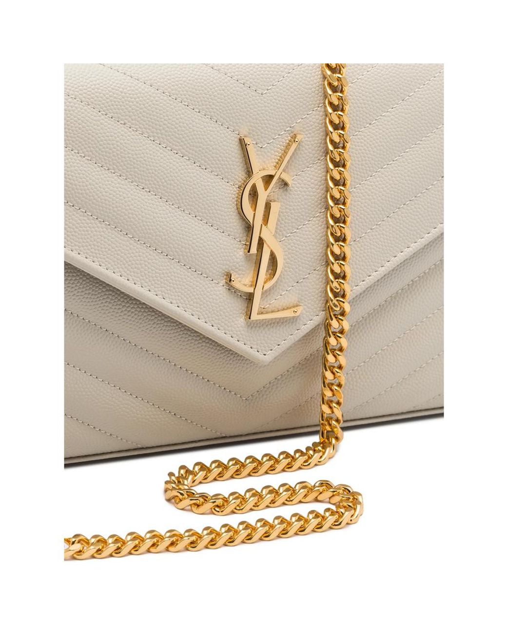 Saint Laurent White Cassandre-Plaque Clutch Bag