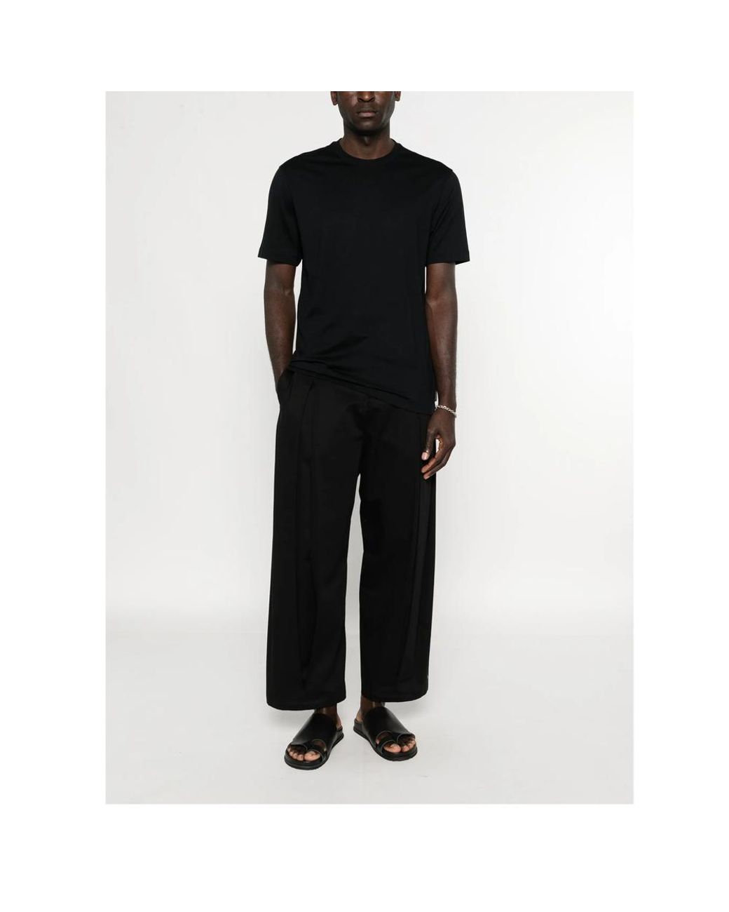 ZANONE-SLOWEAR Black Crew-Neck T-Shirt for men