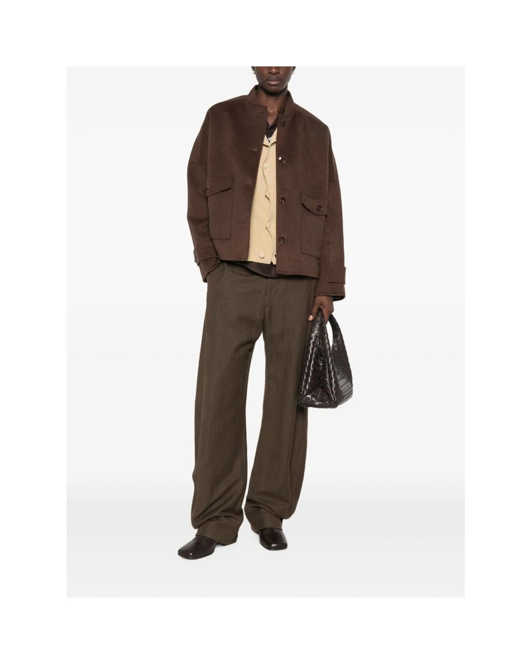 Sessun Brown Button-Up Boxy Jacket