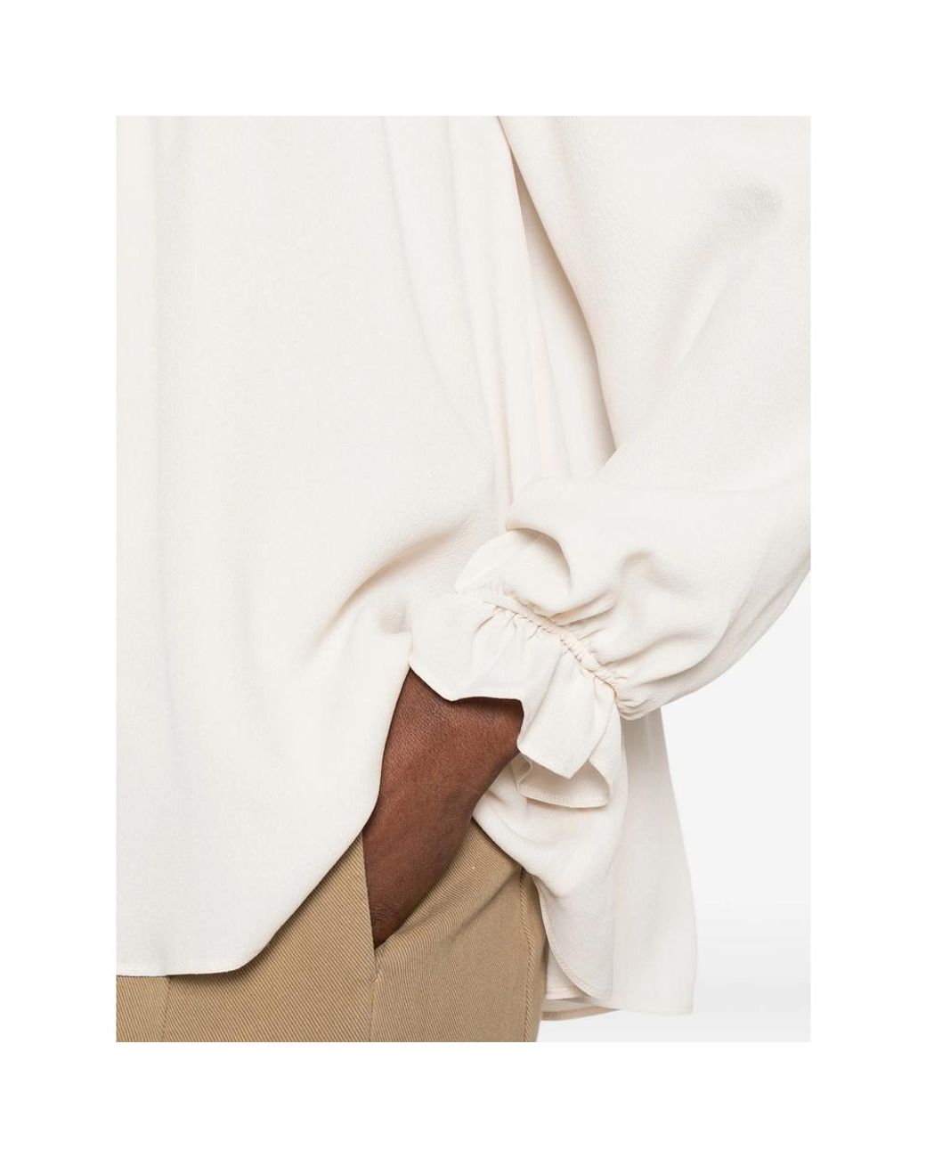 Forte_forte White Ruffled Smocked Blouse