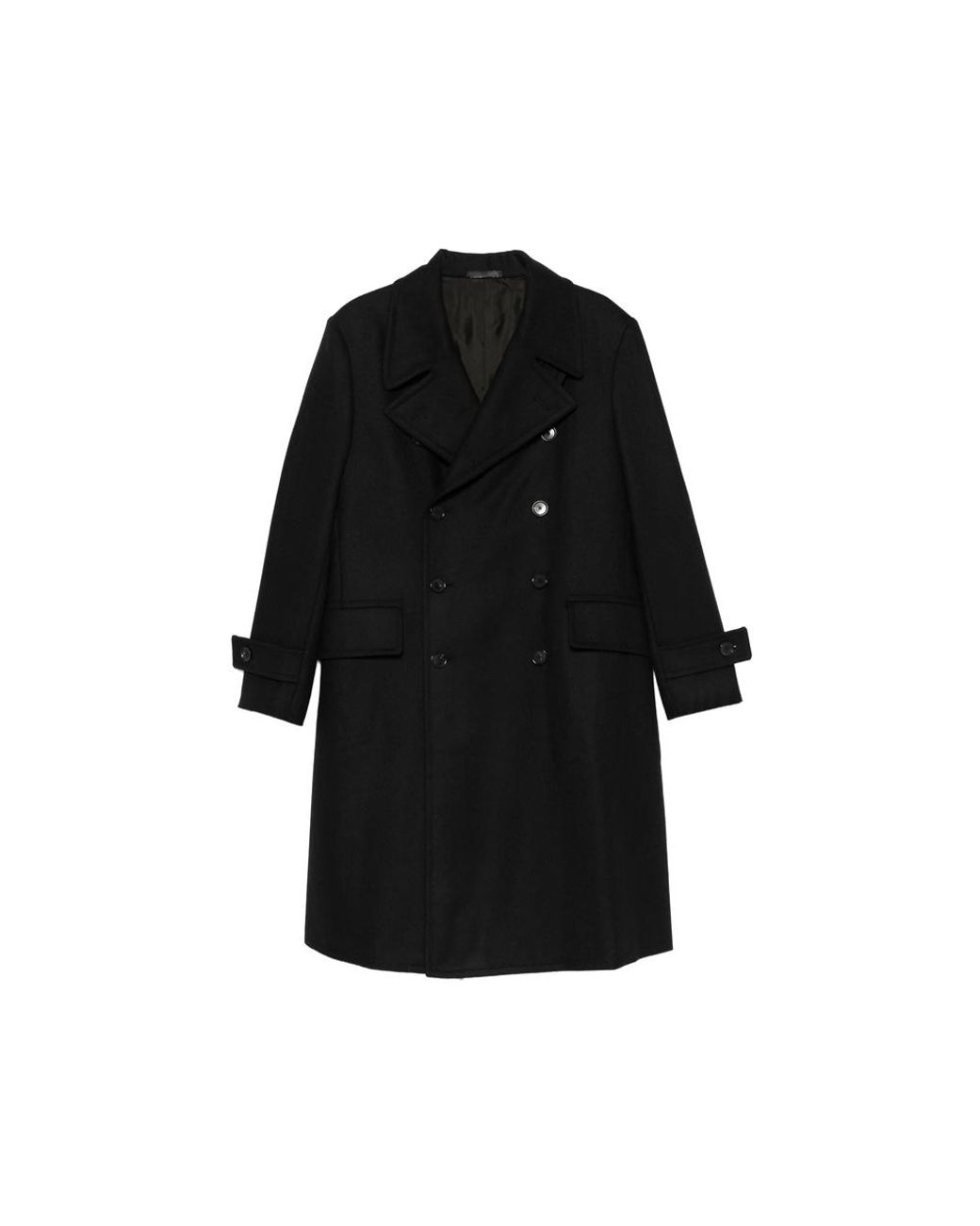 Caruso Black Corsaro Double-Breasted Coat for men