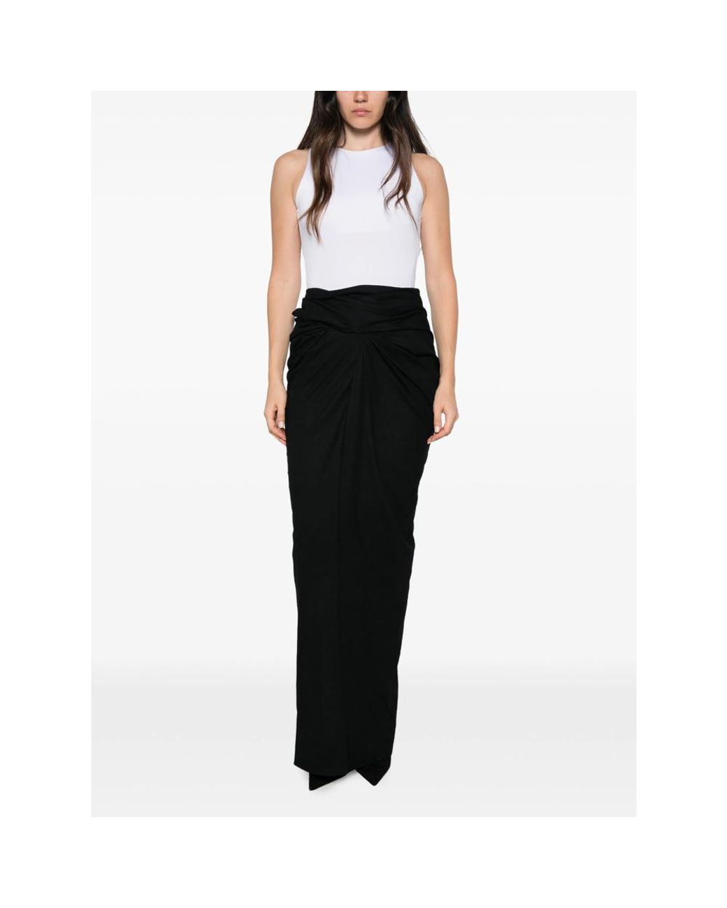 Entire studios Black Interlock Twist-Detail Draped Maxi Skirt