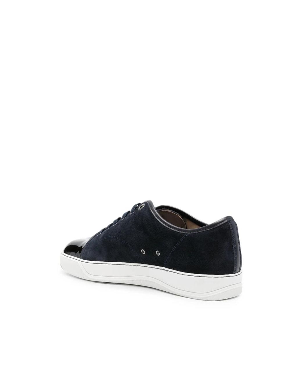 Lanvin Black Dbb1 Patent-Toe Suede Sneakers for men