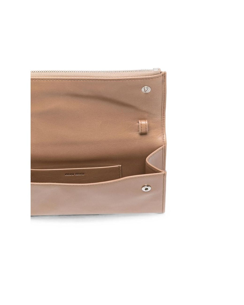 Miu Miu Natural Logo-Embossed Leather Cross Body Bag