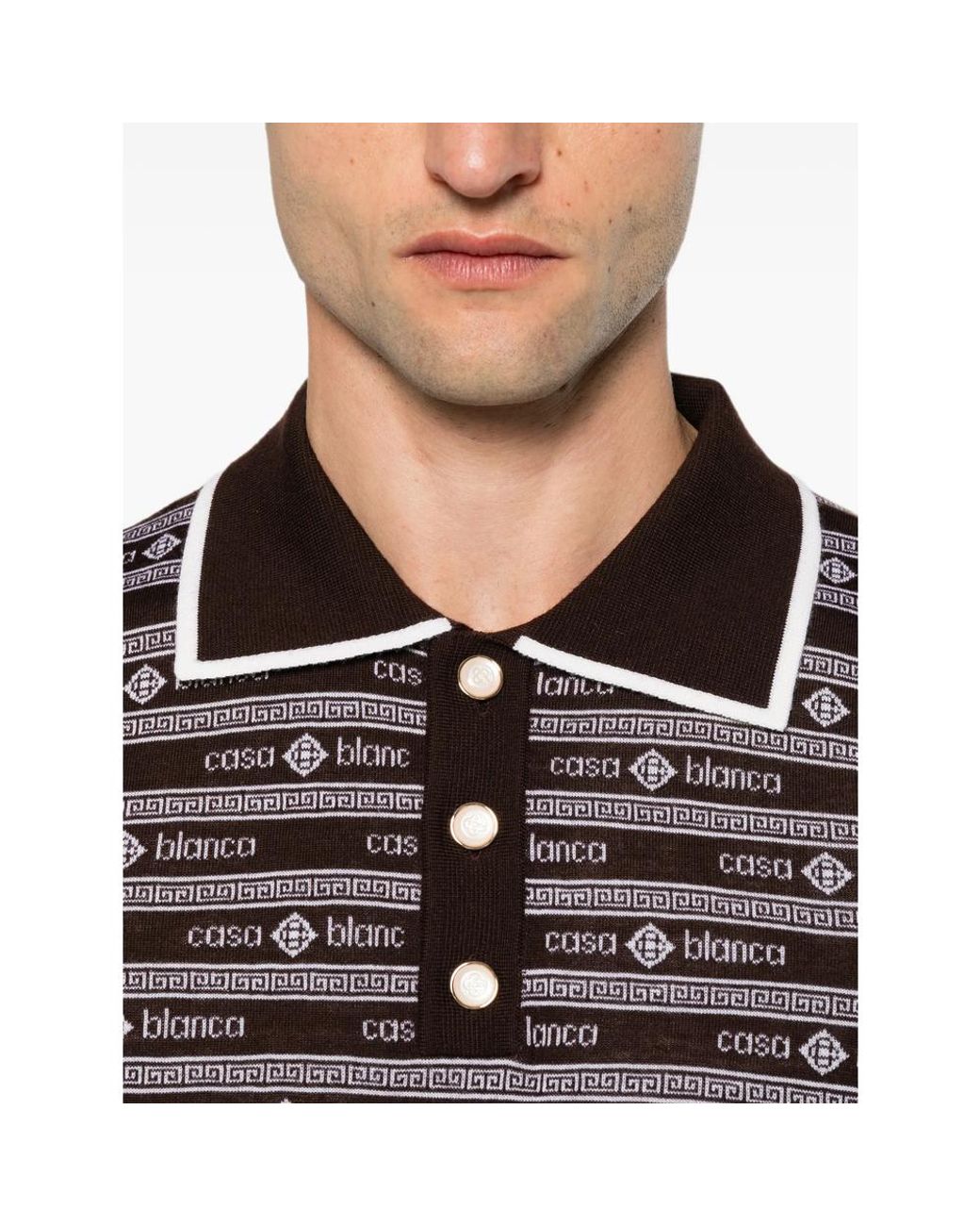 Casablanca Black Dark Knit Logo Long Sleeve Polo Shirt for men