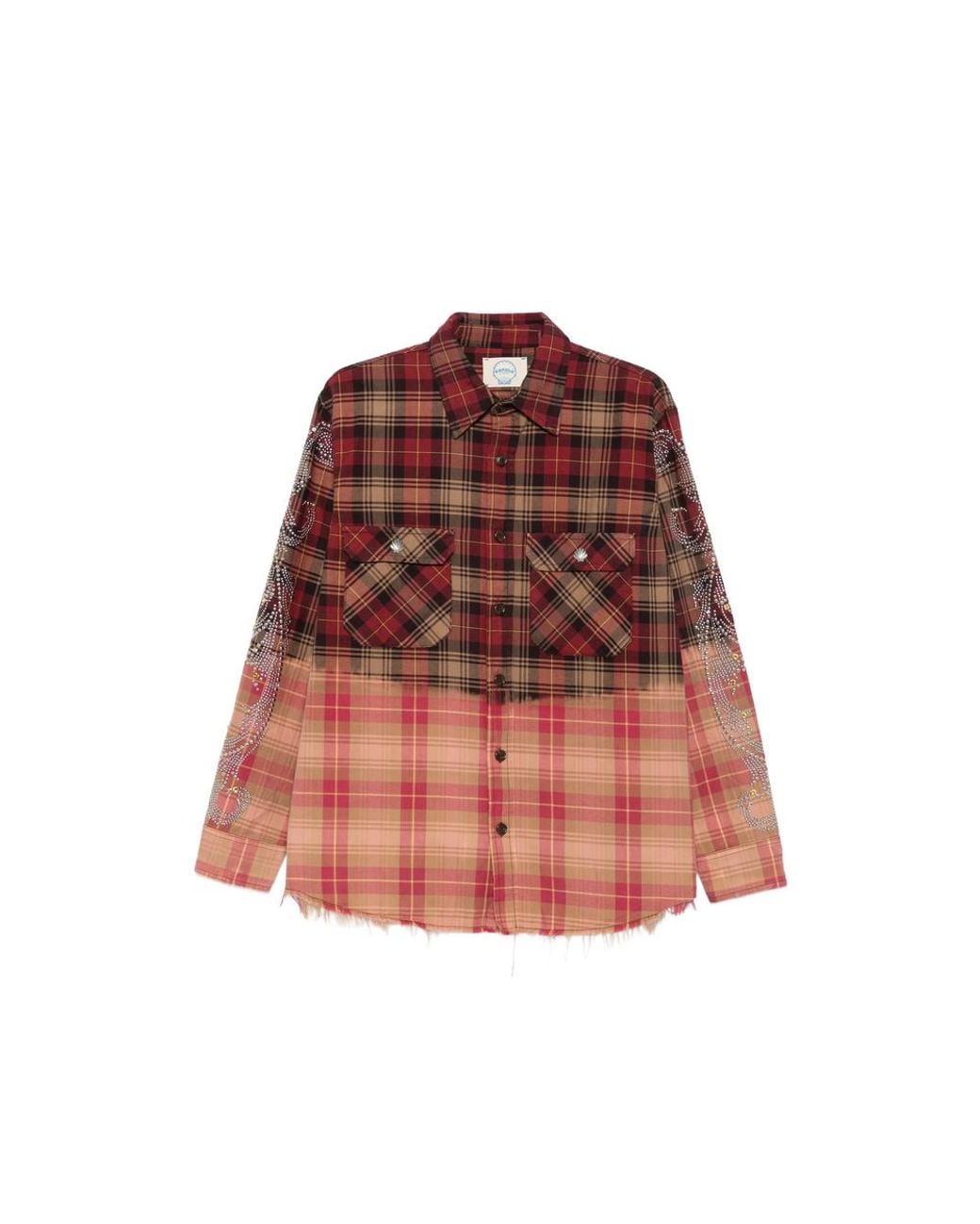 ERCOLE STUDIO Red Stud-Embellished Dip-Dye Shirt for men