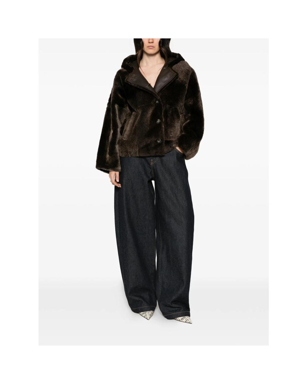 Yves Salomon Black Hooded Button-Fastening Jacket