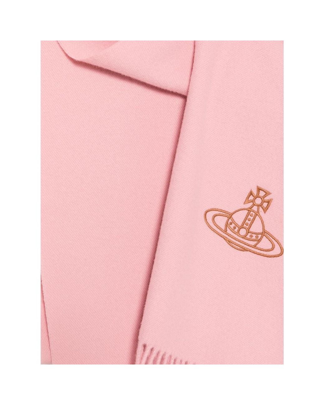 Vivienne Westwood Pink Orb-Embroidered Fringed Scarf
