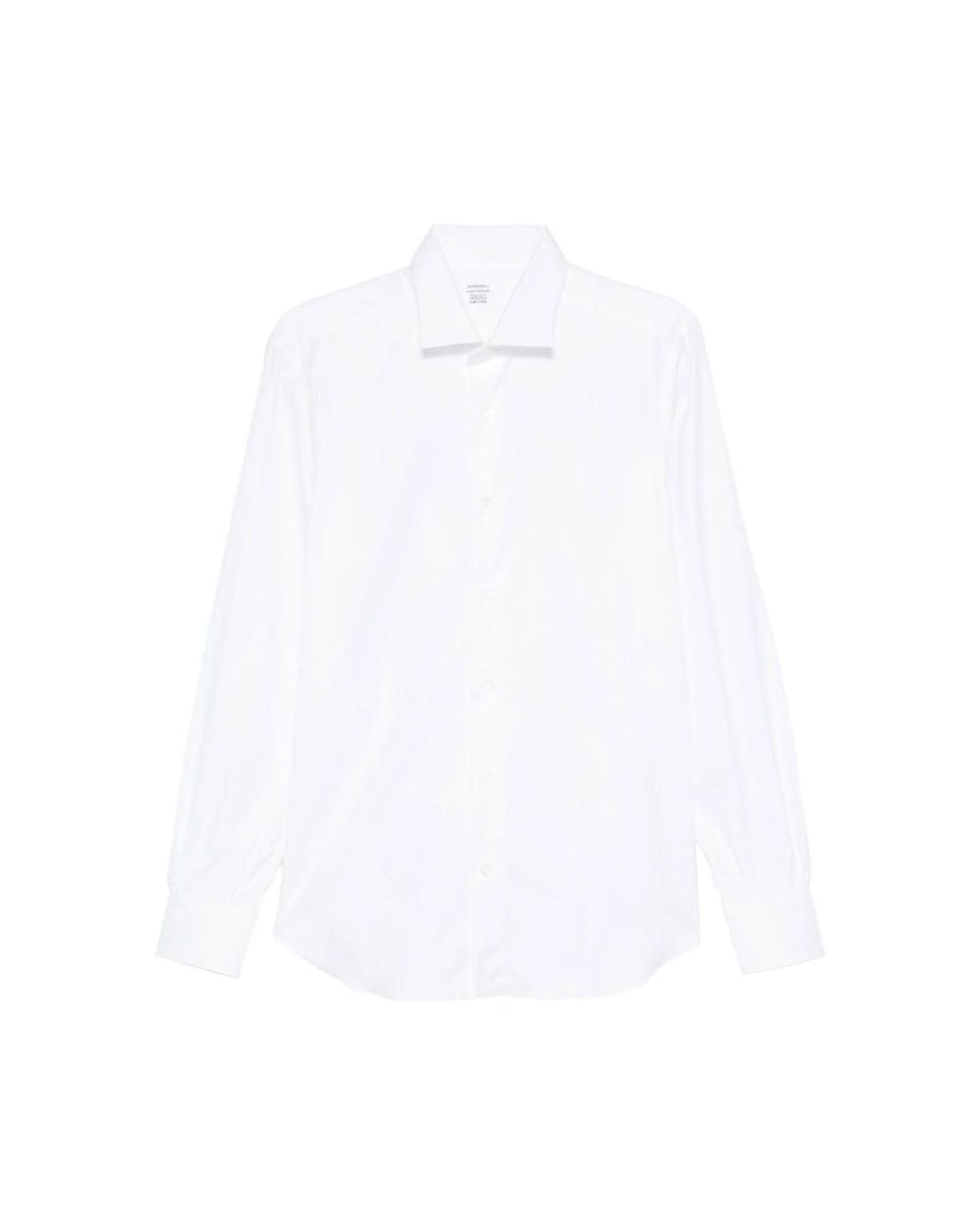CAMICERIA MAZZARELLI White Long-Sleeve Button-Up Shirt for men