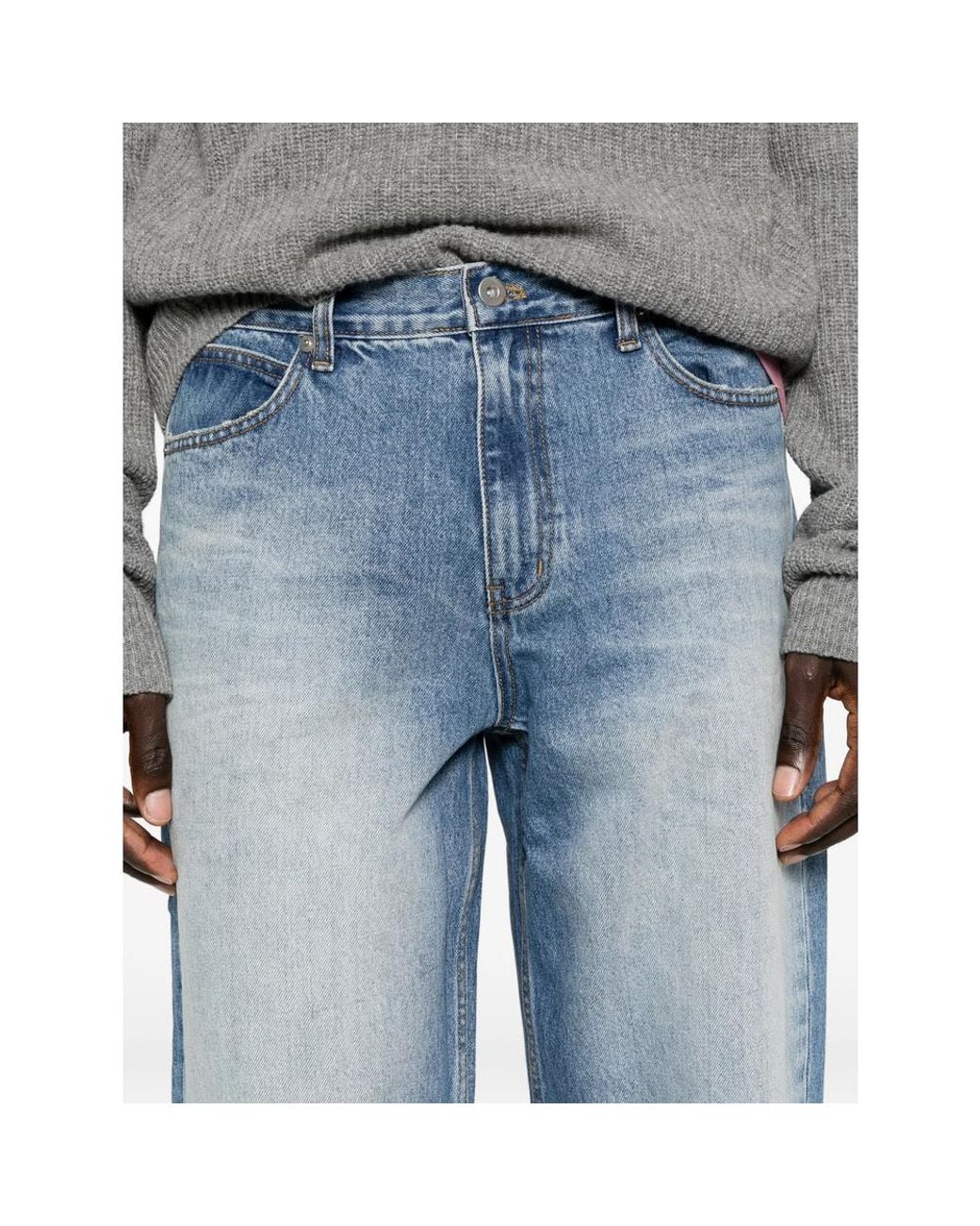 TONYWACK Blue Faded Straight-Leg Jeans for men
