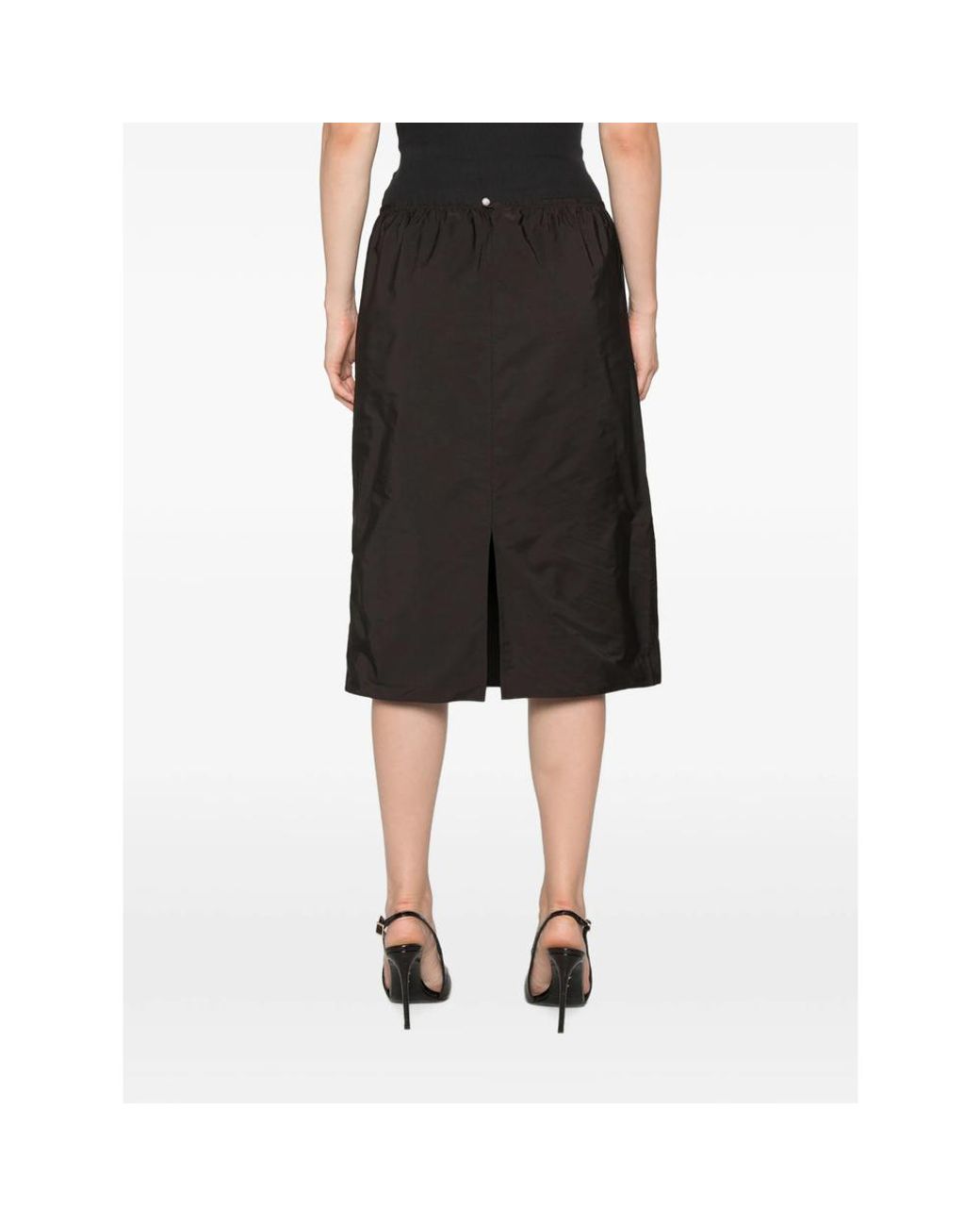Carven Black Pearl-Embellished Gathered Midi Skirt
