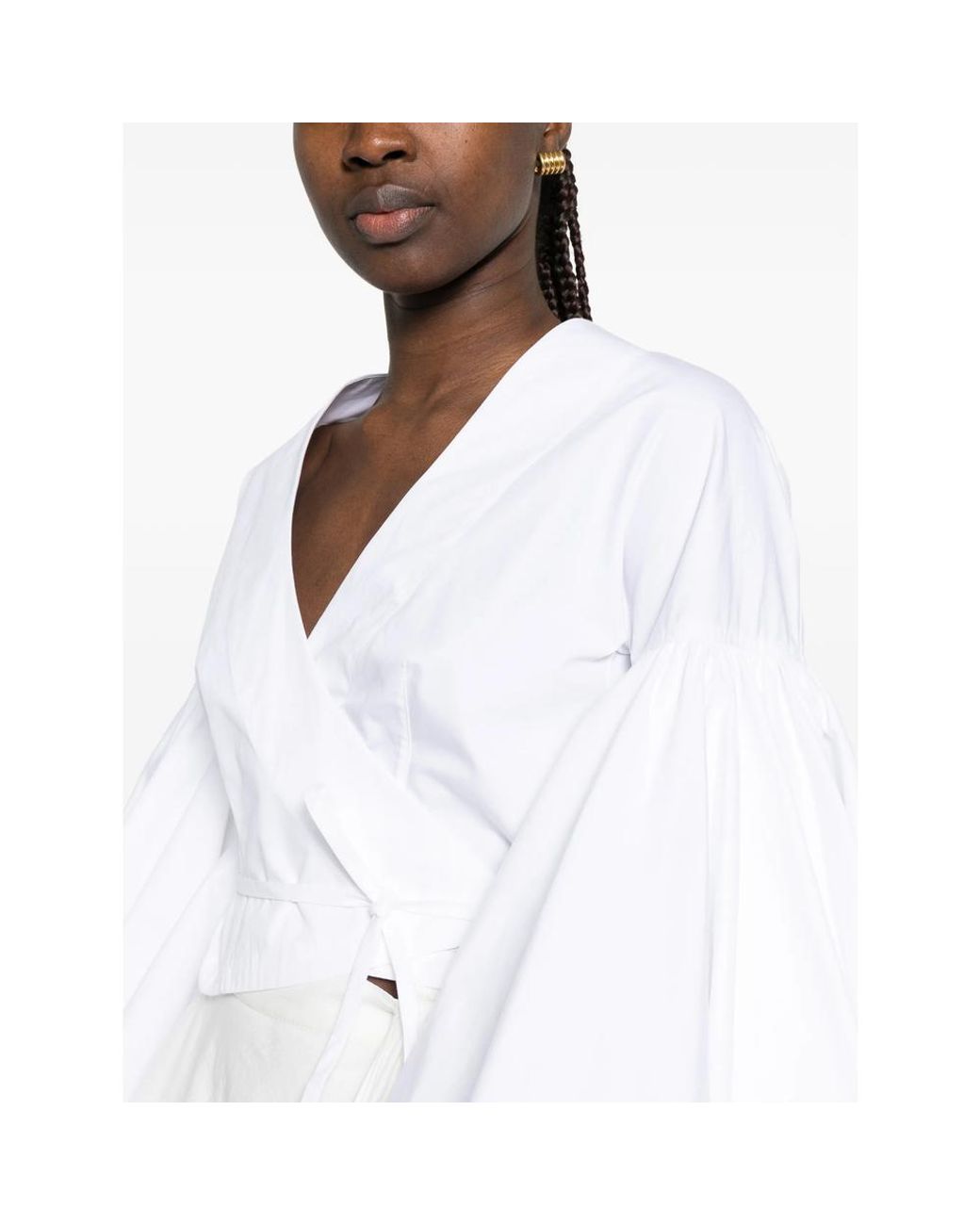 Jacquemus White Wrap Top Cotton
