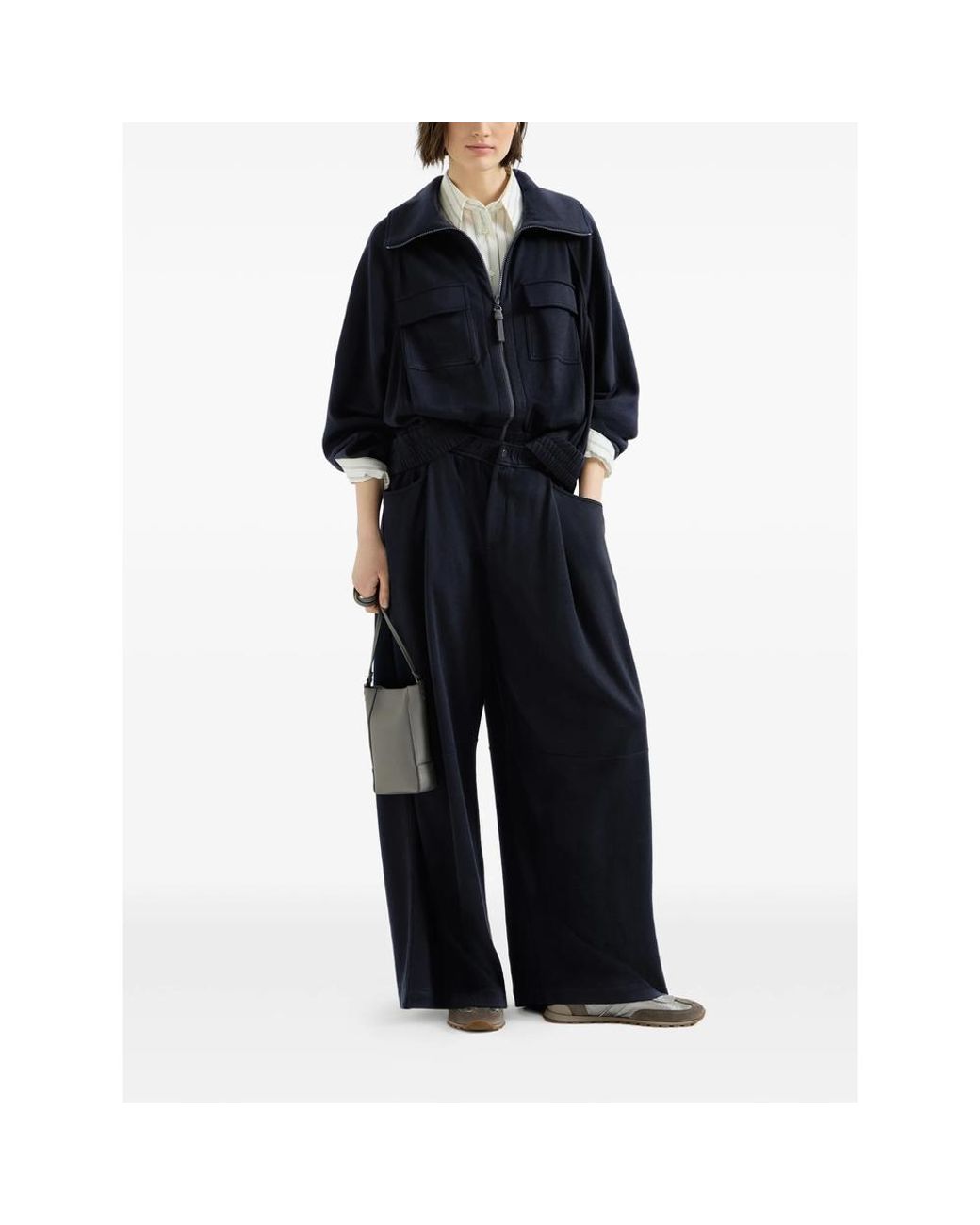 Brunello Cucinelli Blue Cotton And Silk Interlock Track Trousers