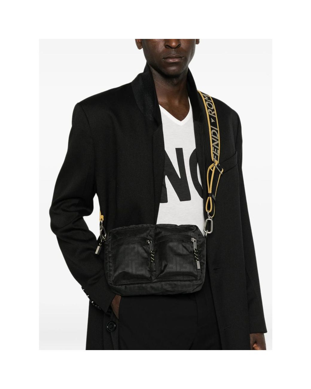 Fendi Black Camera Case Superlight Ff Zucca Fabric Bag for men