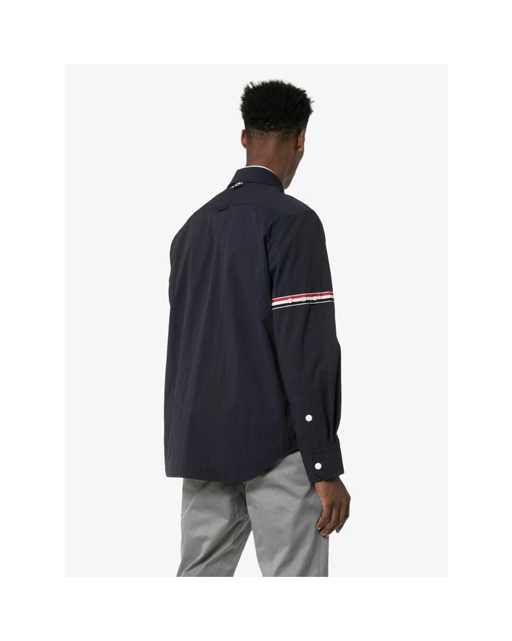 Thom Browne Blue Rwb Armband Piqué Shirt Jacket for men