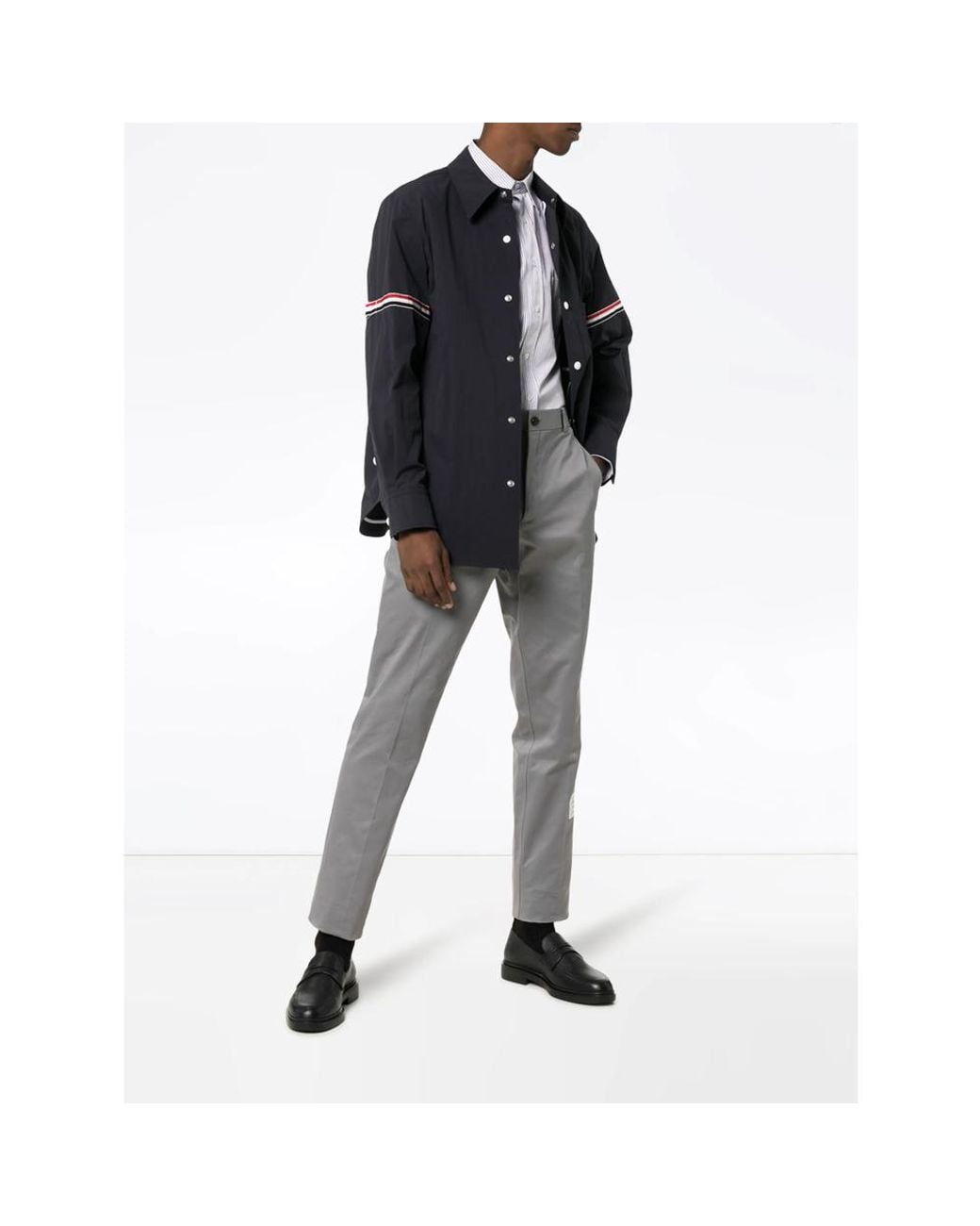 Thom Browne Blue Rwb Armband Piqué Shirt Jacket for men