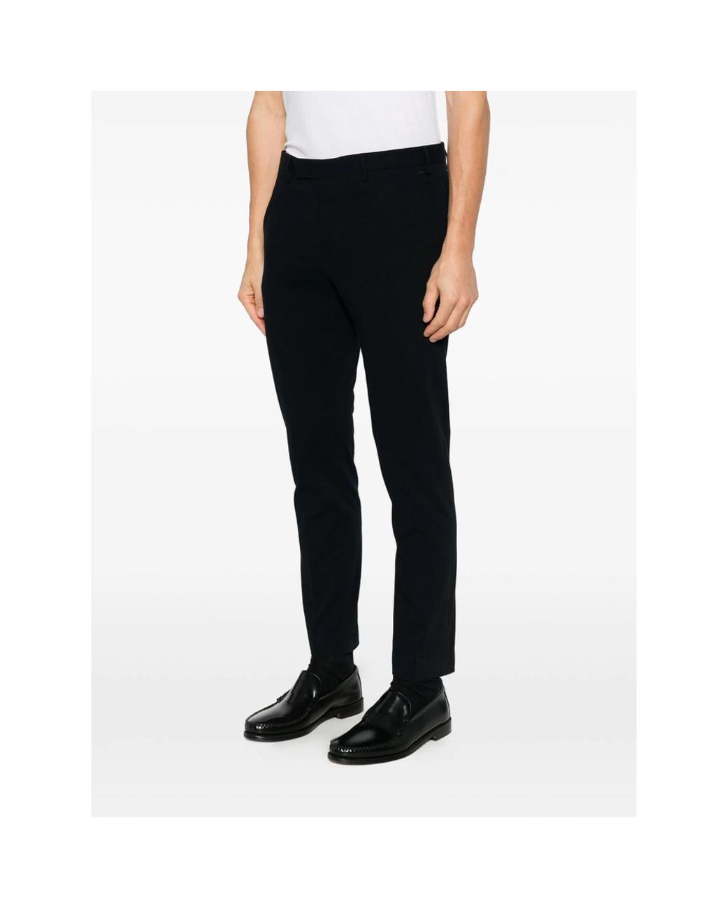 PT Torino Black Logo-Plaque Tailored Trousers for men