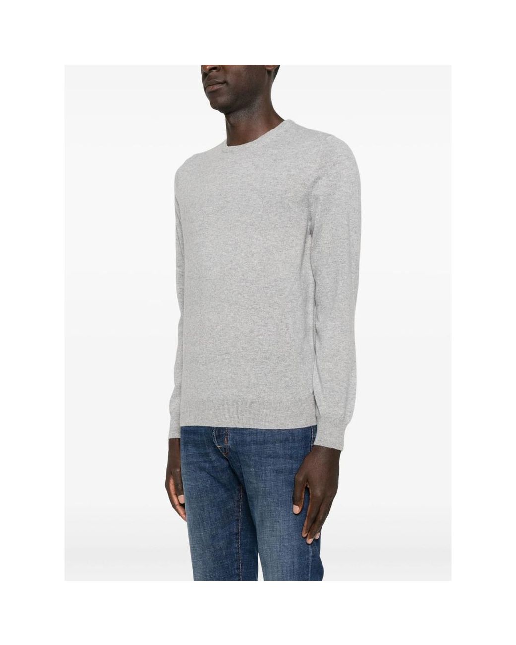 Fileria Gray Round-Neck Cashmere Sweater for men