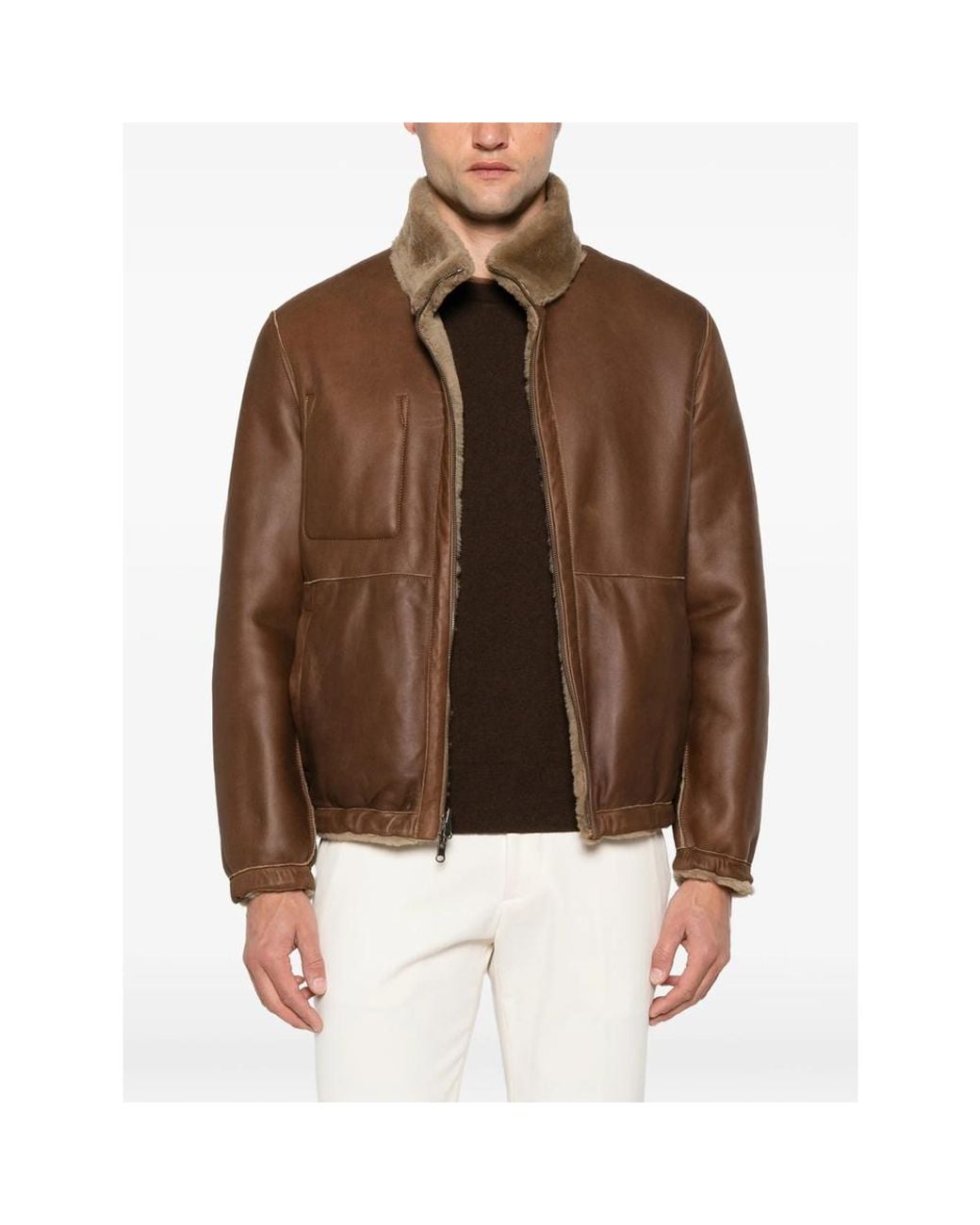 Salvatore Santoro Brown Reversible Leather Jacket for men
