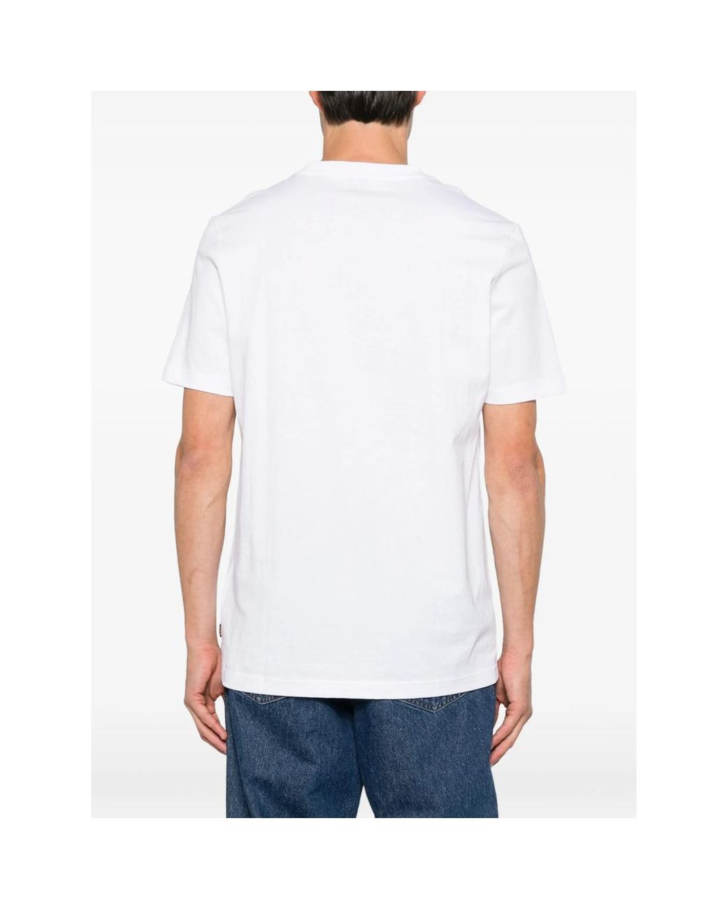 Boss White Bat-Print T-Shirt for men