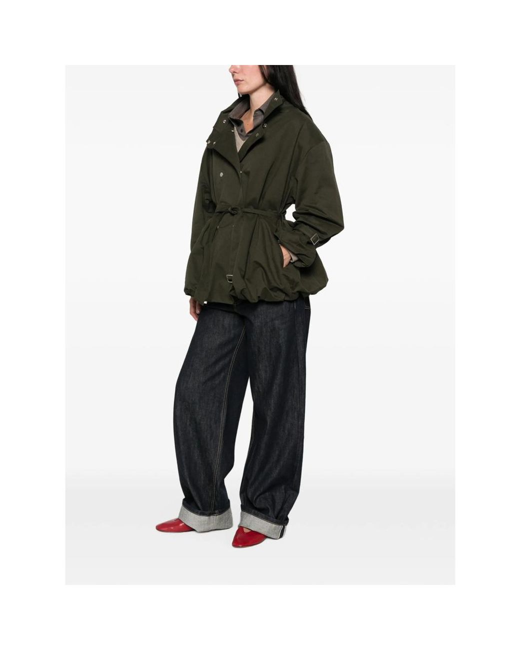 LA PISCINE Green Belted Double-Breasted Jacket