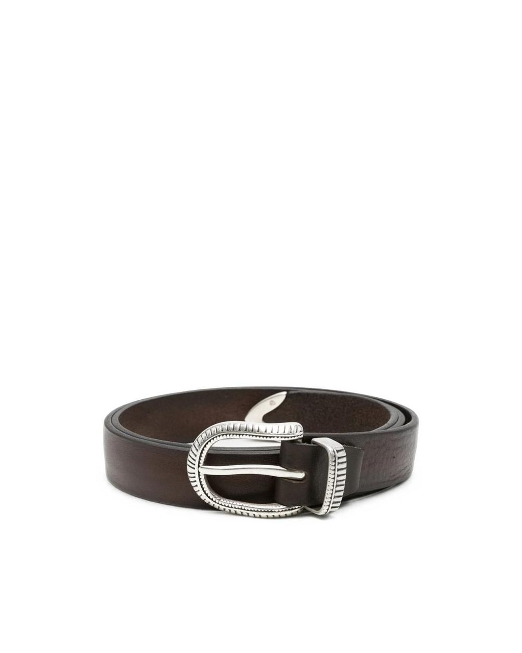 Eraldo Multicolor Engraved-Buckle Leather Belt for men