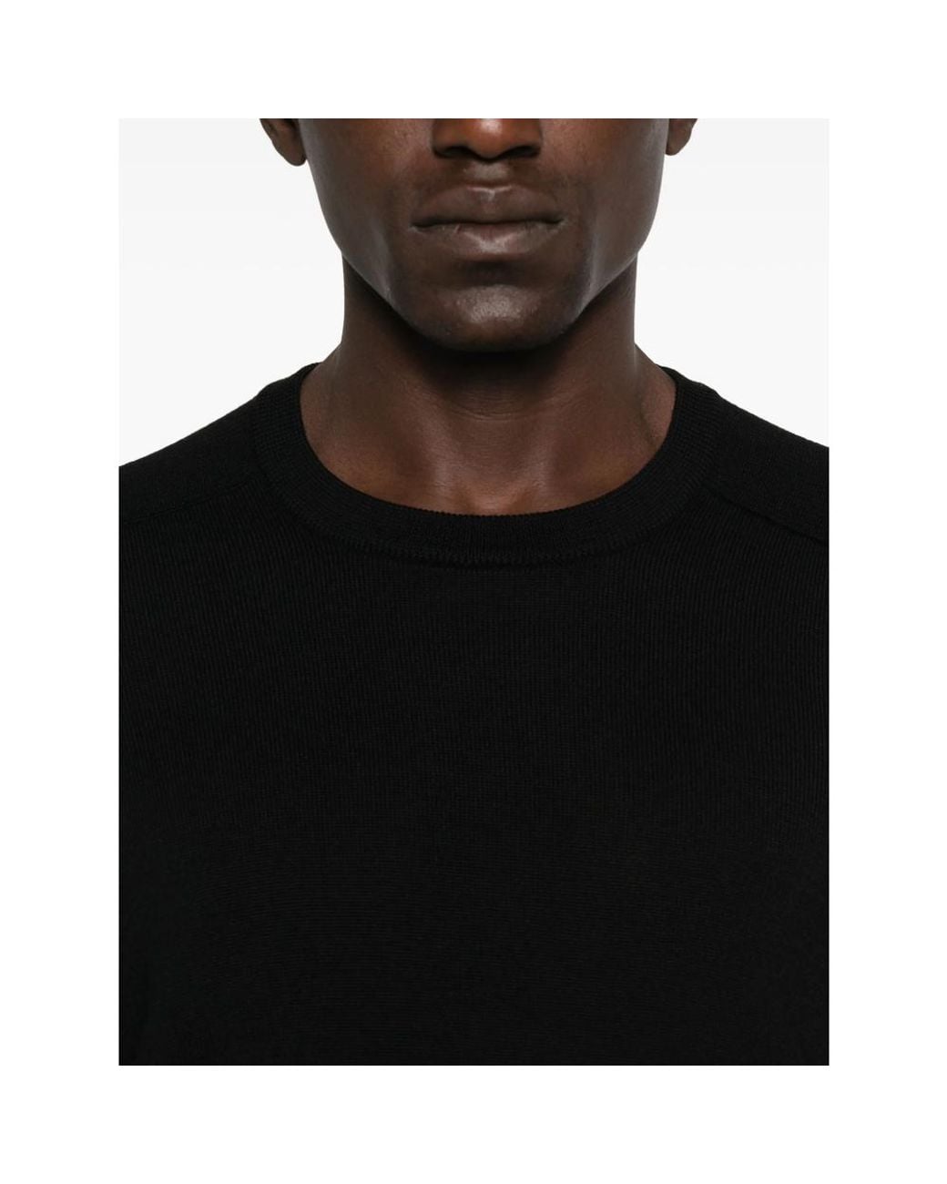 La Fileria Black Ribbed Crew-Neck Sweater for men
