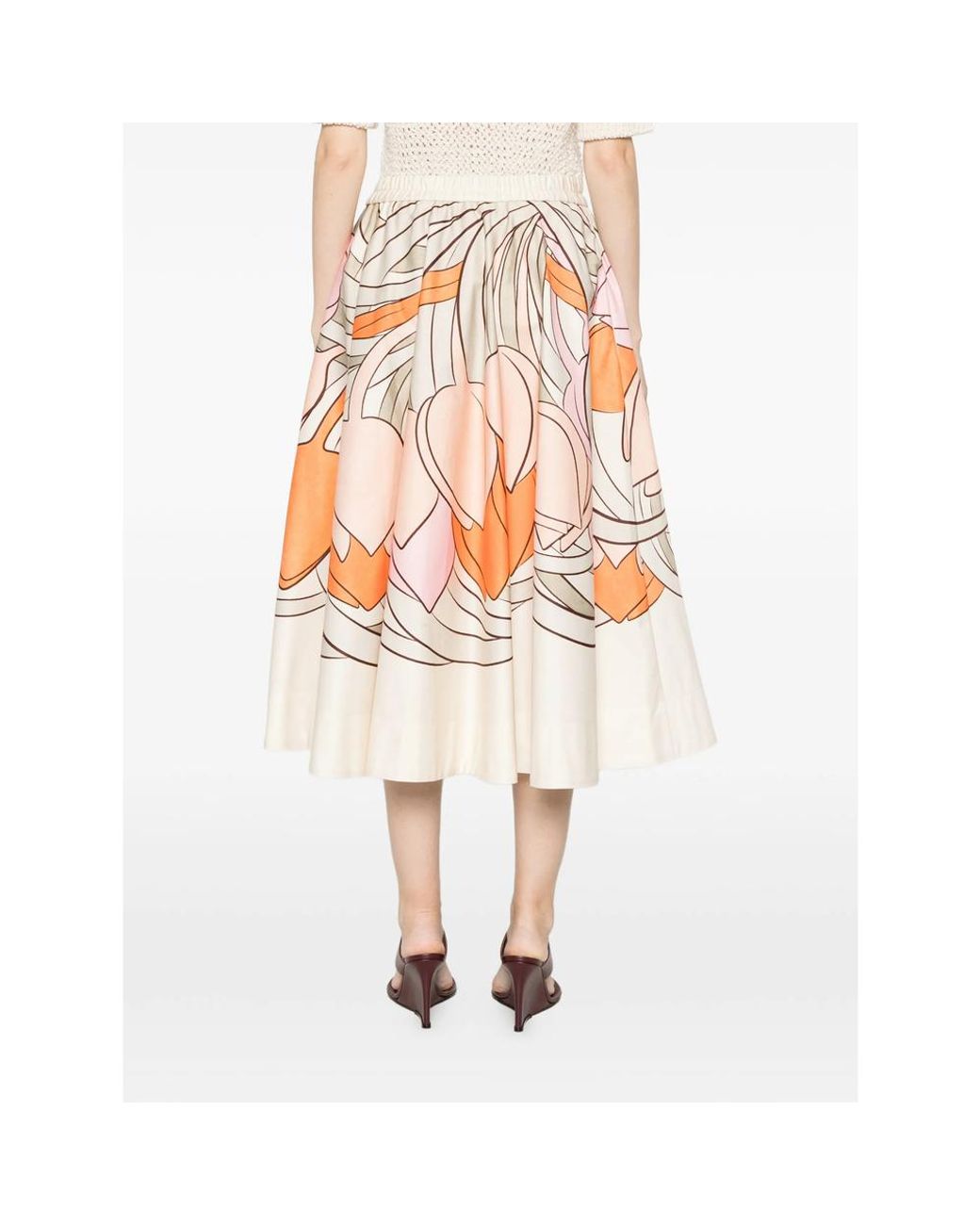 LaDoubleJ White Skirt Ivory Floral Cotton
