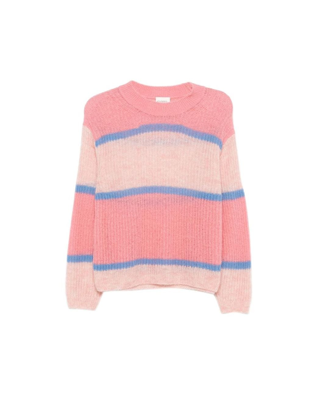 Closed Pink Striped Sweater