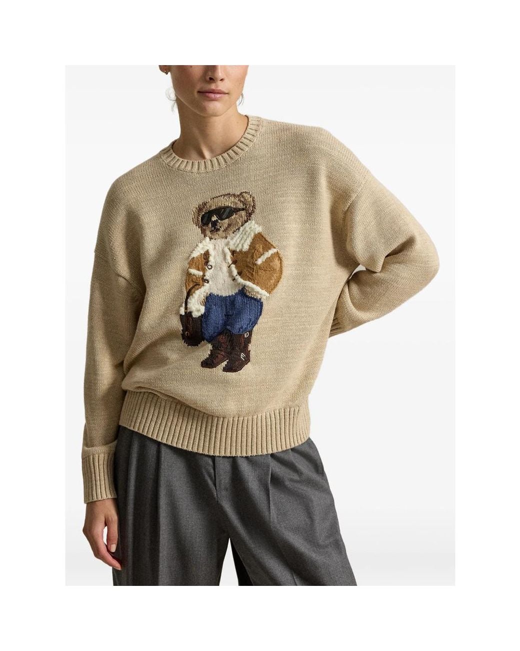 Ralph Lauren Natural Polo Bear Intarsia-Knit Sweater