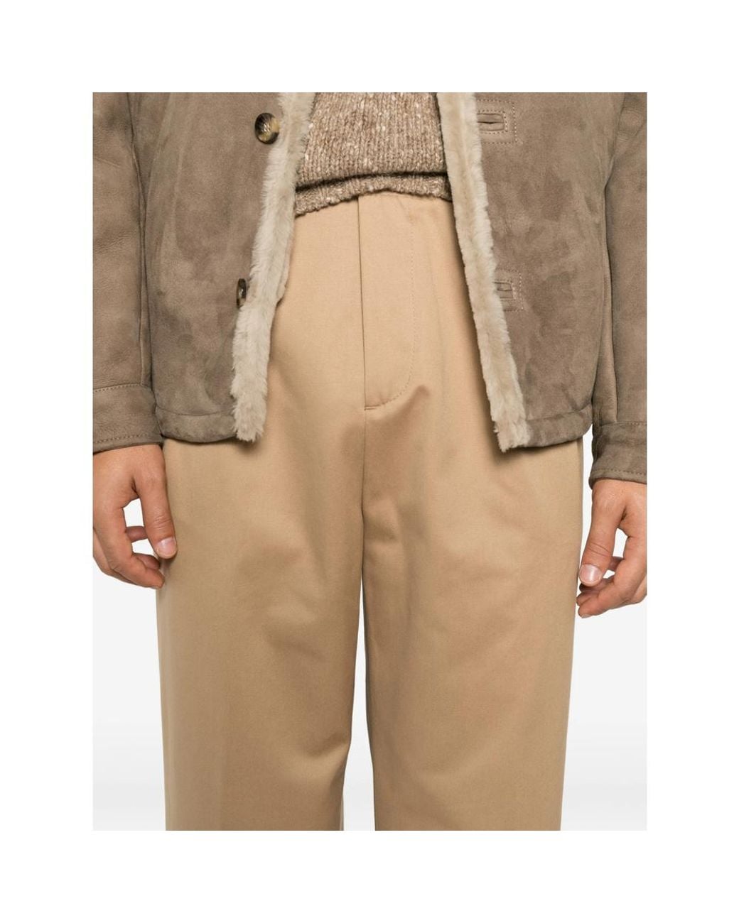 Myths Natural Pleated Straight-Leg Trousers for men