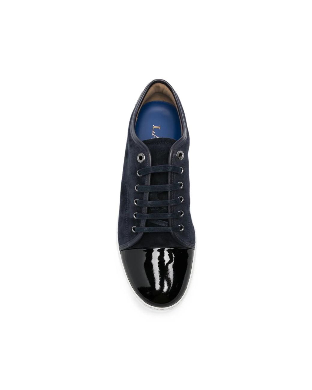 Lanvin Black Dbb1 Patent-Toe Suede Sneakers for men