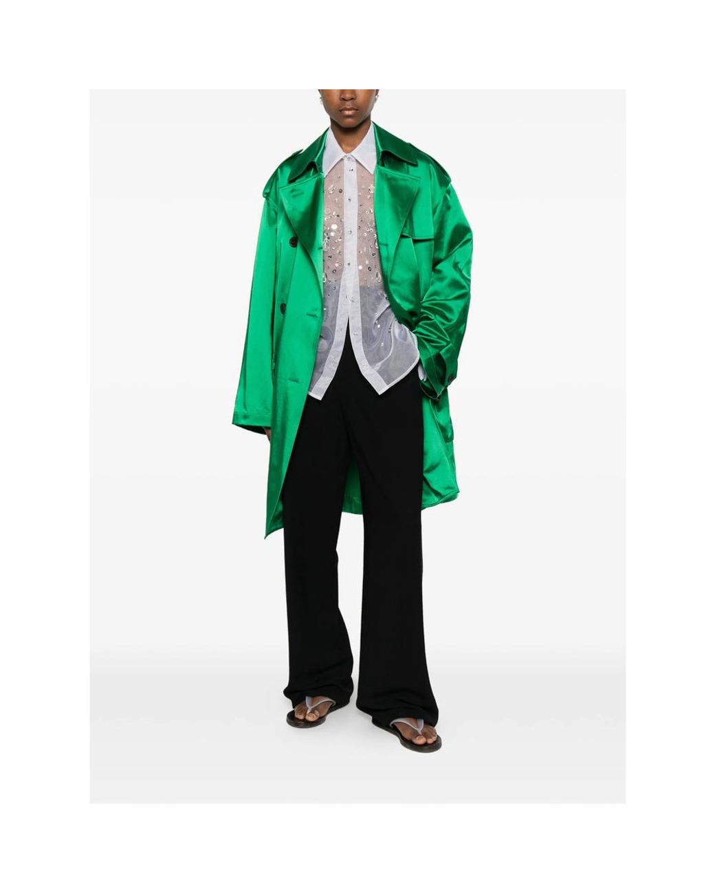Dries Van Noten Green Trench Coats