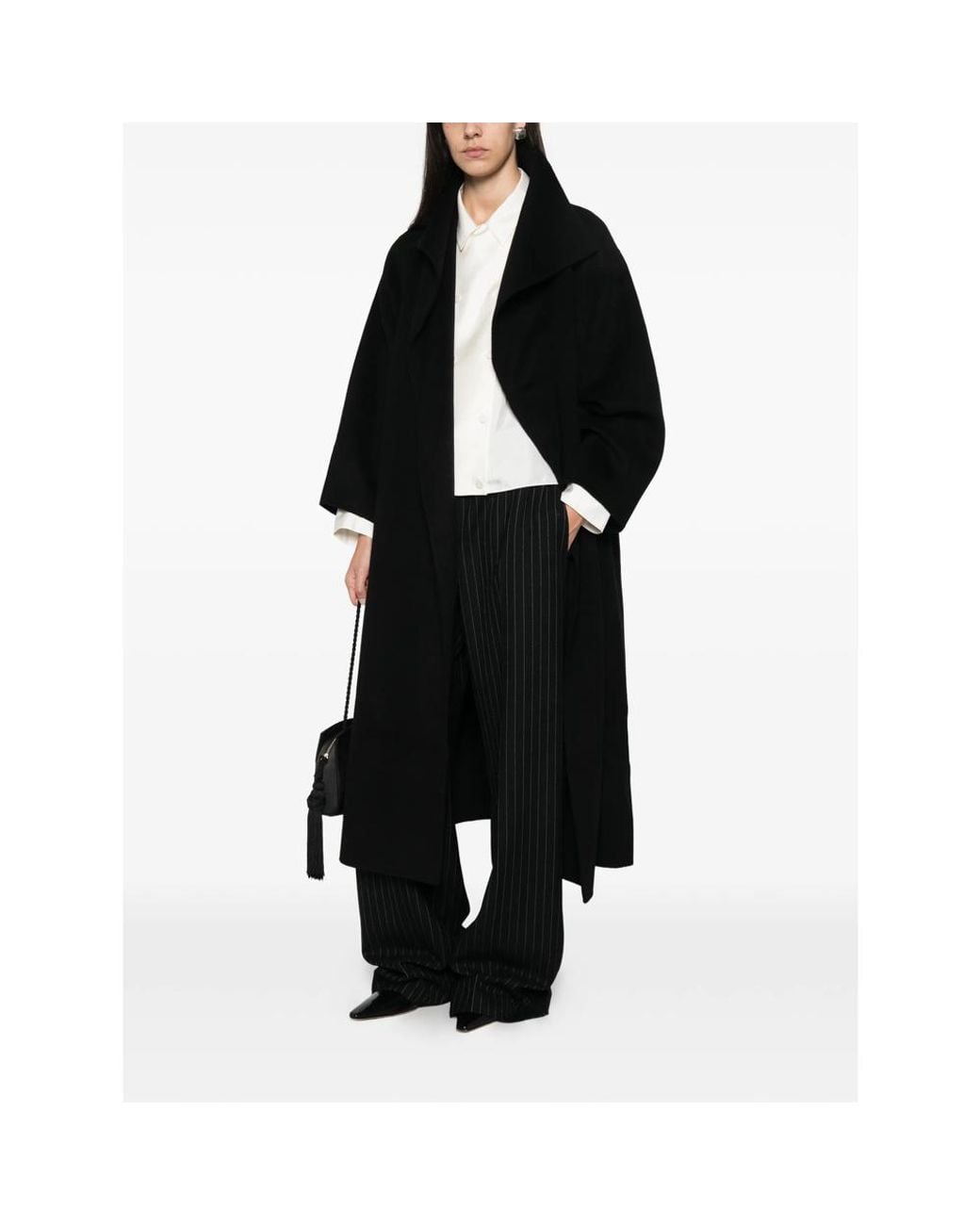 Almala Black Kaity Oversized Shawl-Collar Coat