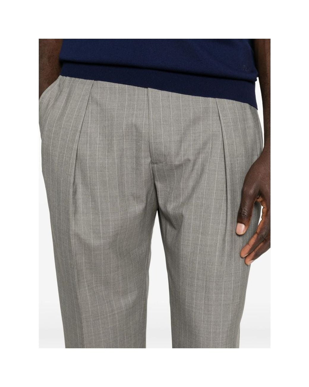 Briglia 1949 Gray Portobellos Pinstripe Pleated Trousers for men
