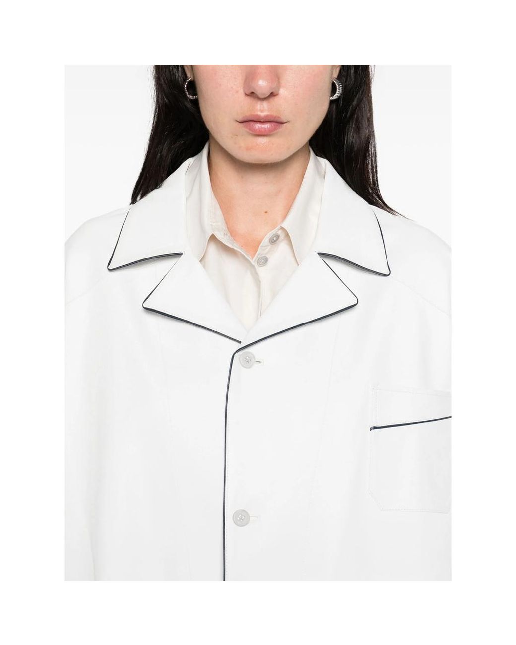 Prada White Piped-Trim Jacket