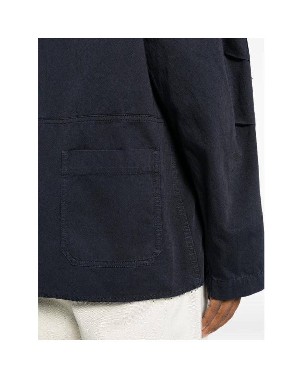 MM6 by Maison Margiela Blue Concealed-Fastening Patch-Pocket Shirt Jacket for men