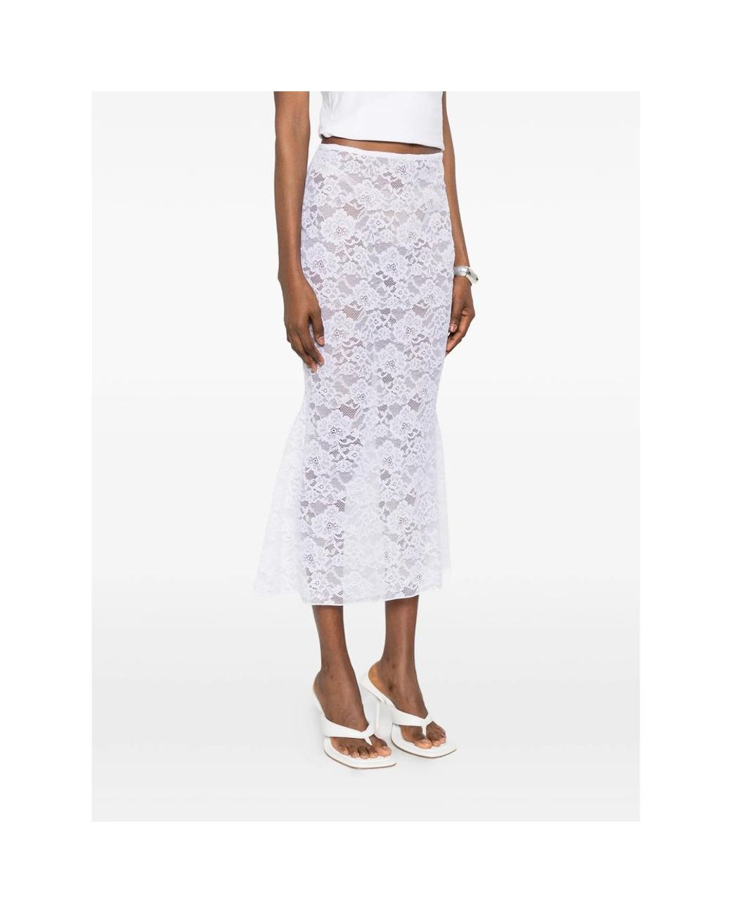 Oseree White Midi Skirts