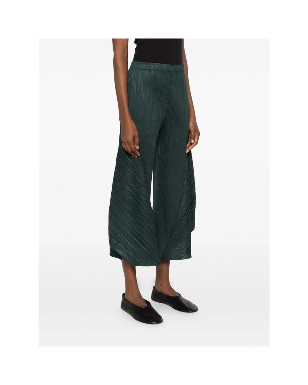 Pleats Please Issey Miyake Green Pleated Trousers