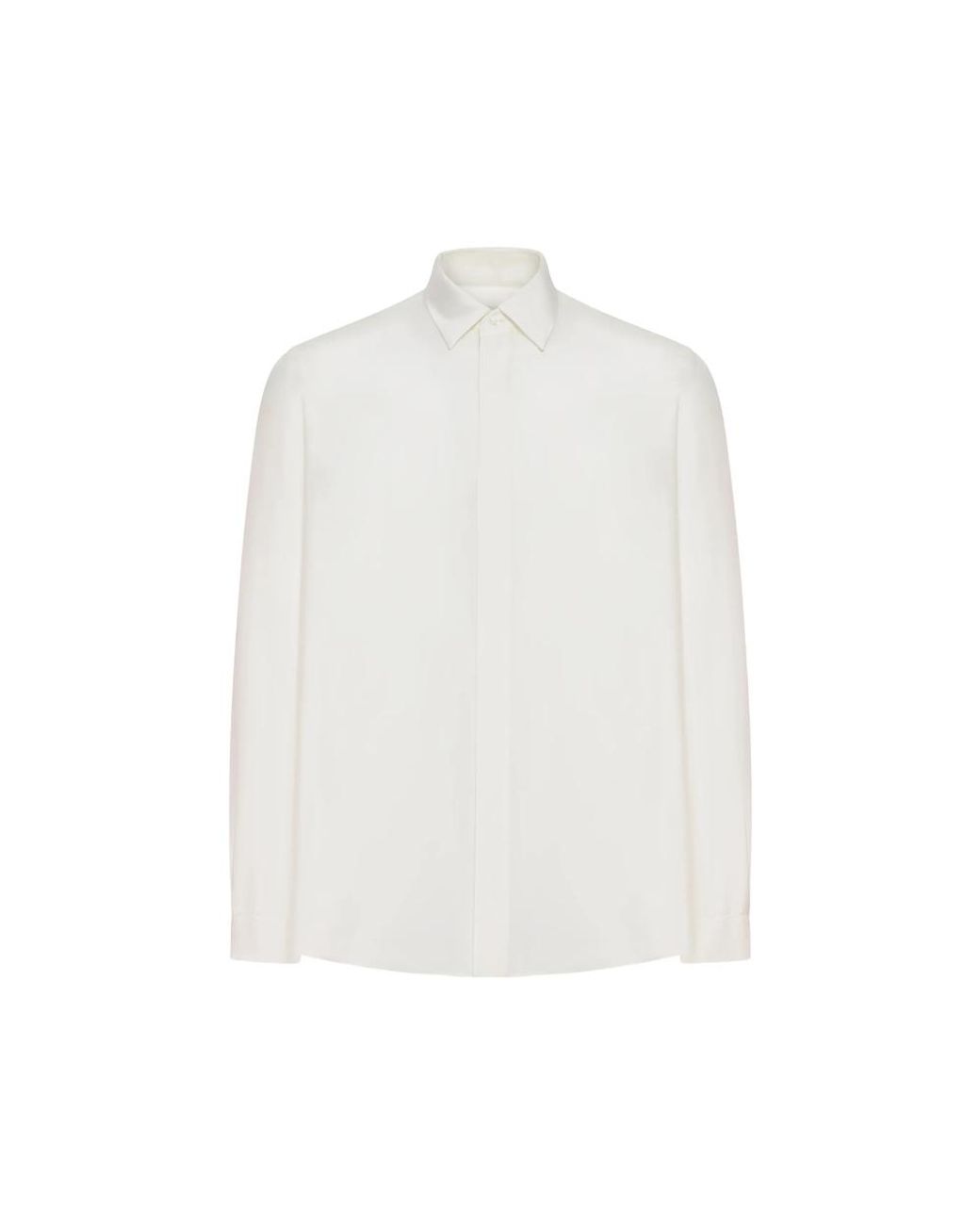 Lardini White Hidden Buttoning Silk Shirt for men