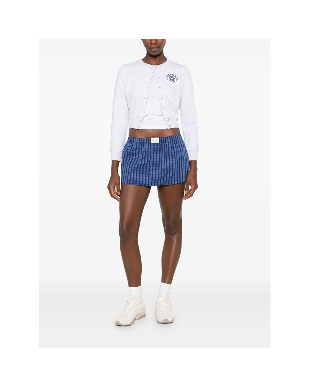 Sporty & Rich White Logo-Print Cropped Sweatshirt