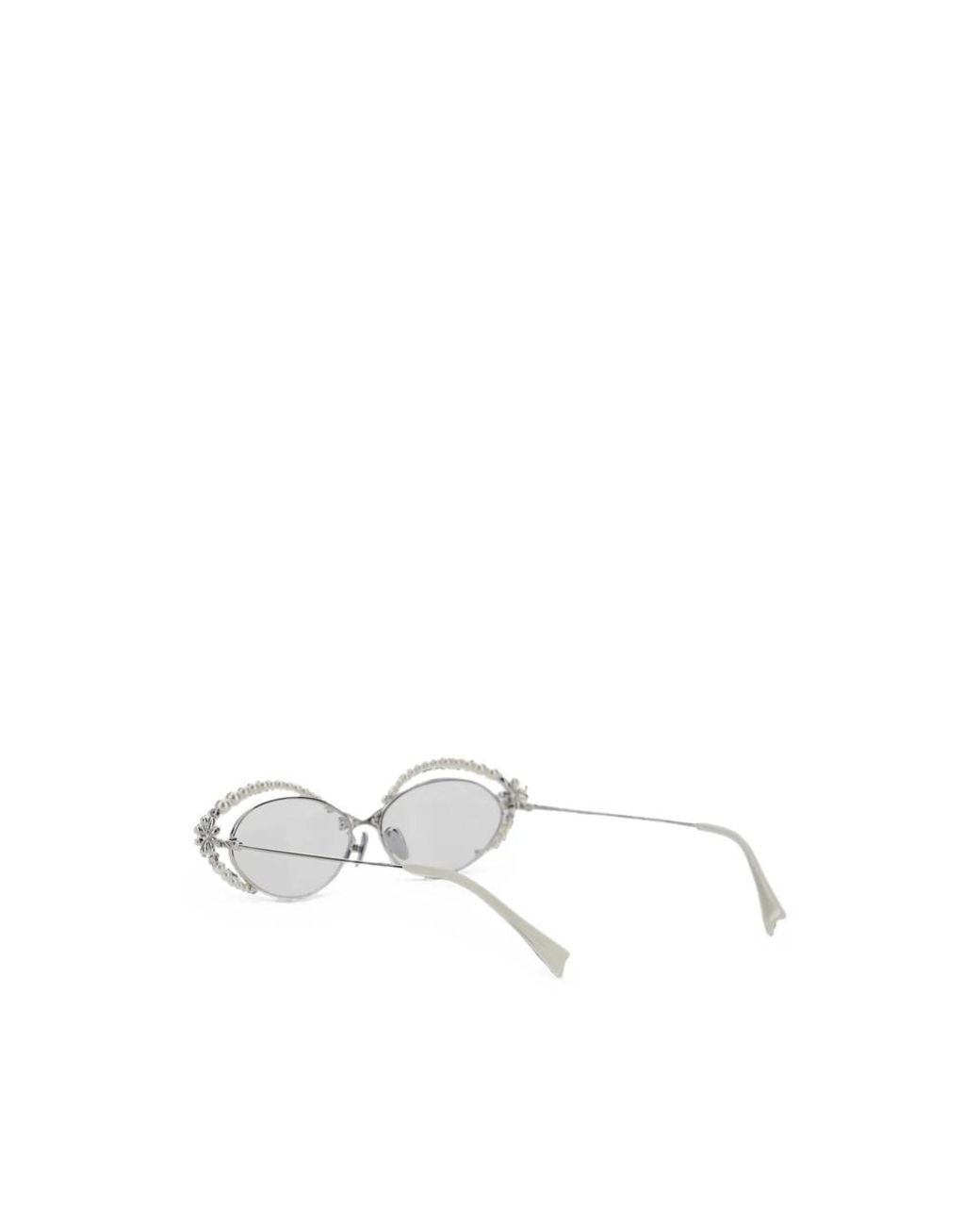 YVMIN White Paradise Floral-Detail Oval-Frame Glasses