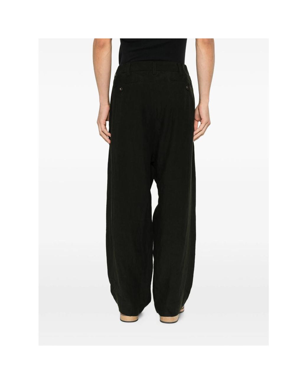 Ziggy Chen Black Pleated Buttoned Trousers for men