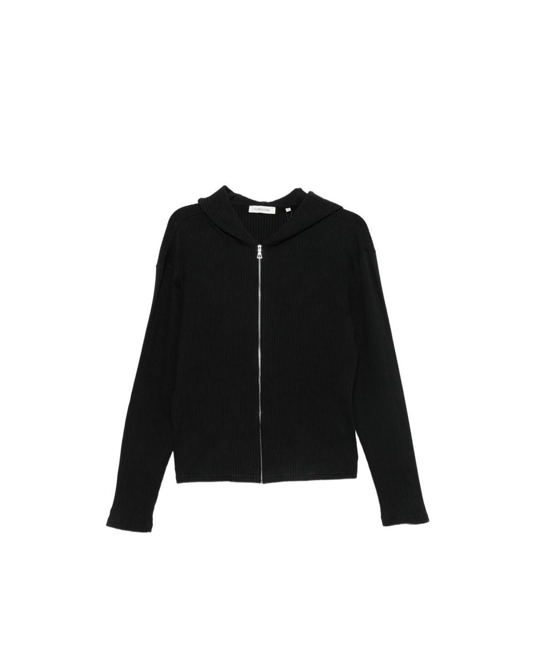 sunflower Black Ribbed-Knit Zip-Up Hoodie for men