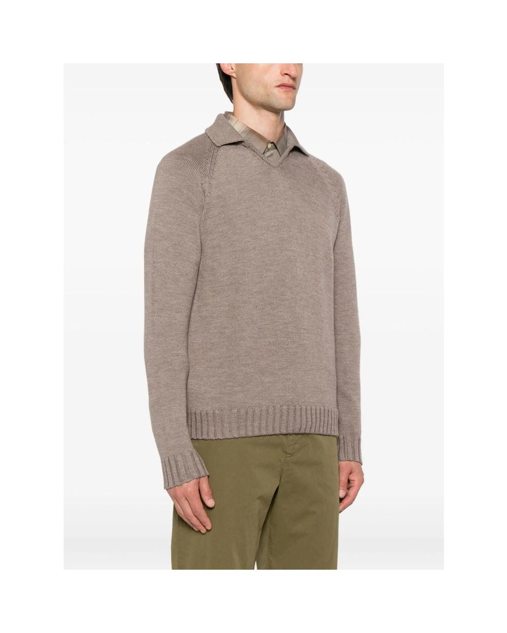 ZANONE-SLOWEAR Brown Polo-Neck Wool Sweater for men
