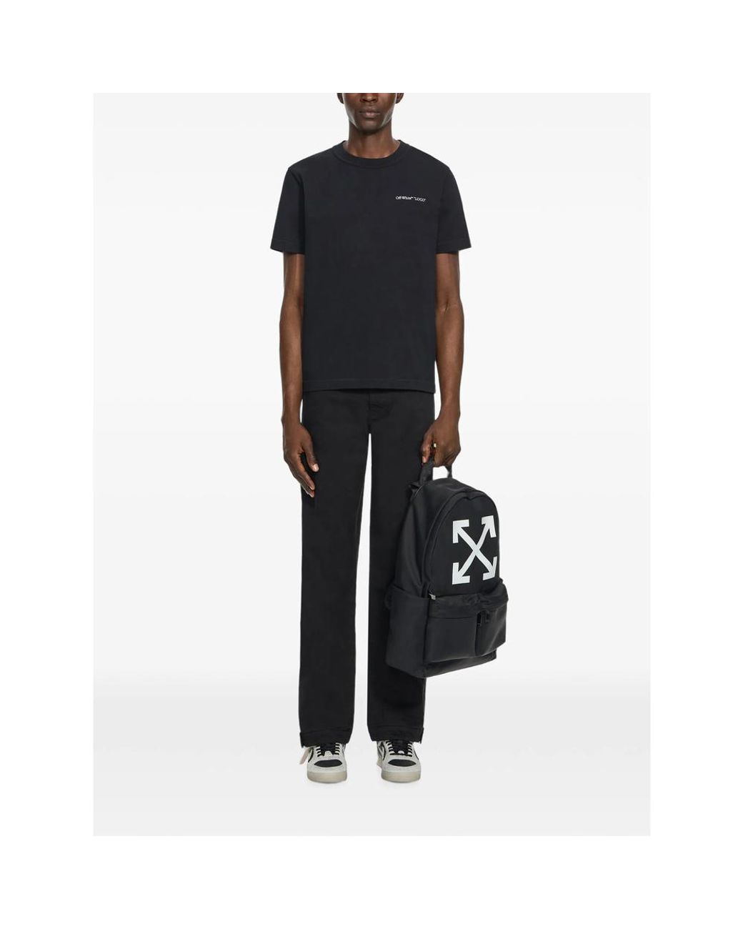 Off-White c/o Virgil Abloh Black Off- Logo Quote Short Sleeve T-Shirt for men