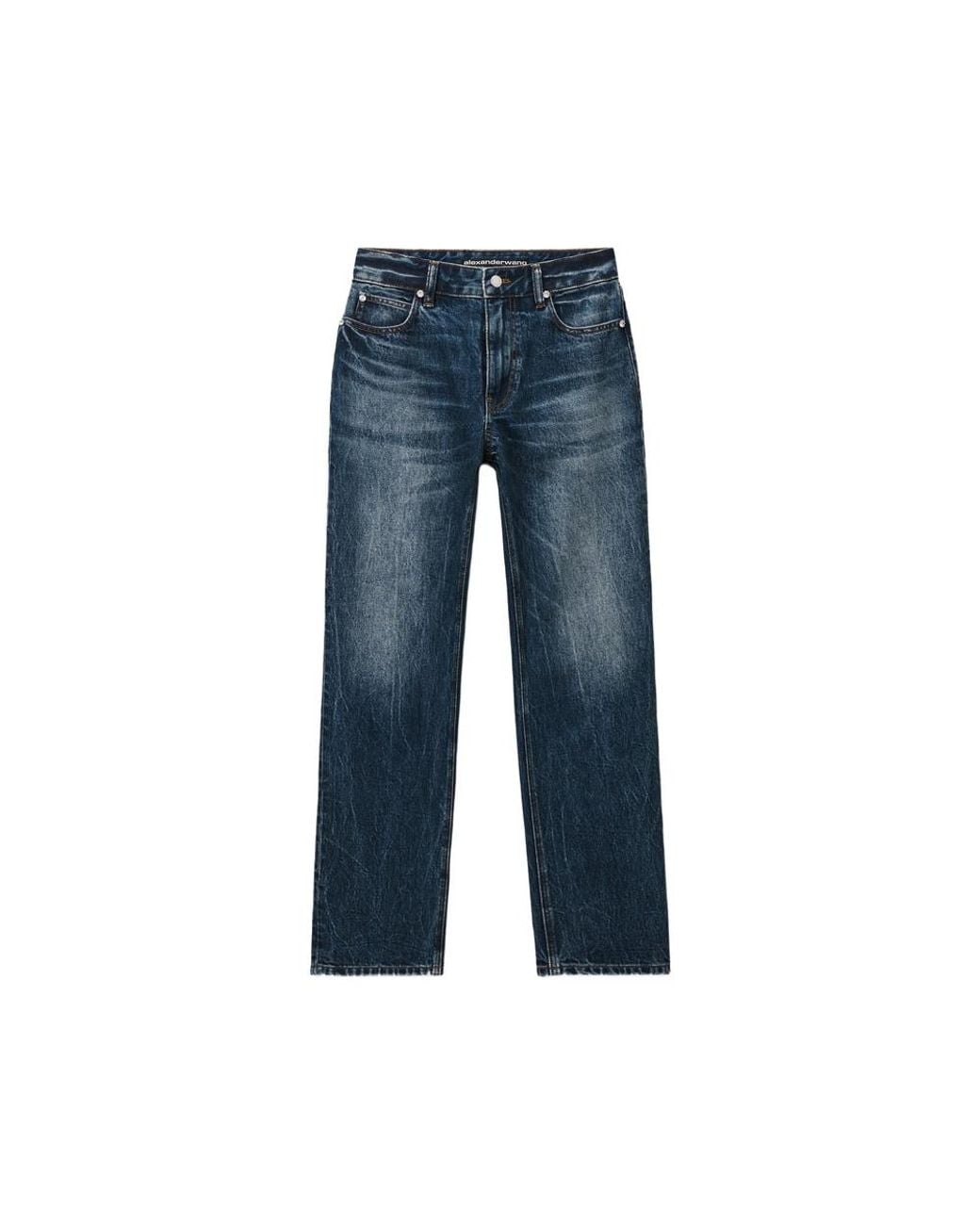 Alexander Wang Blue High-Rise Taper Jean W/ Crystal Stud