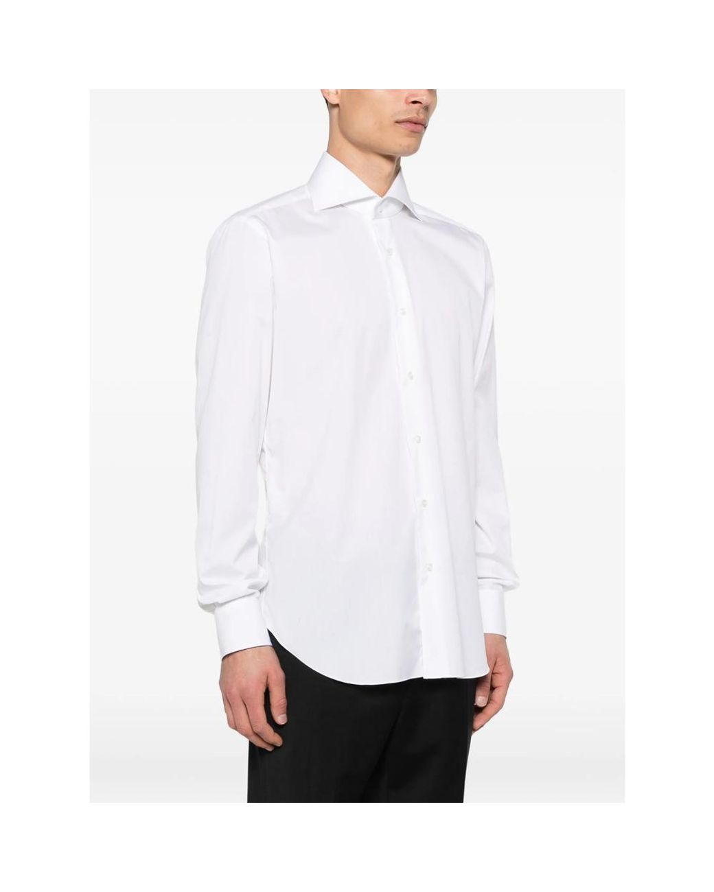Barba Napoli White Curved-Hem Shirt for men