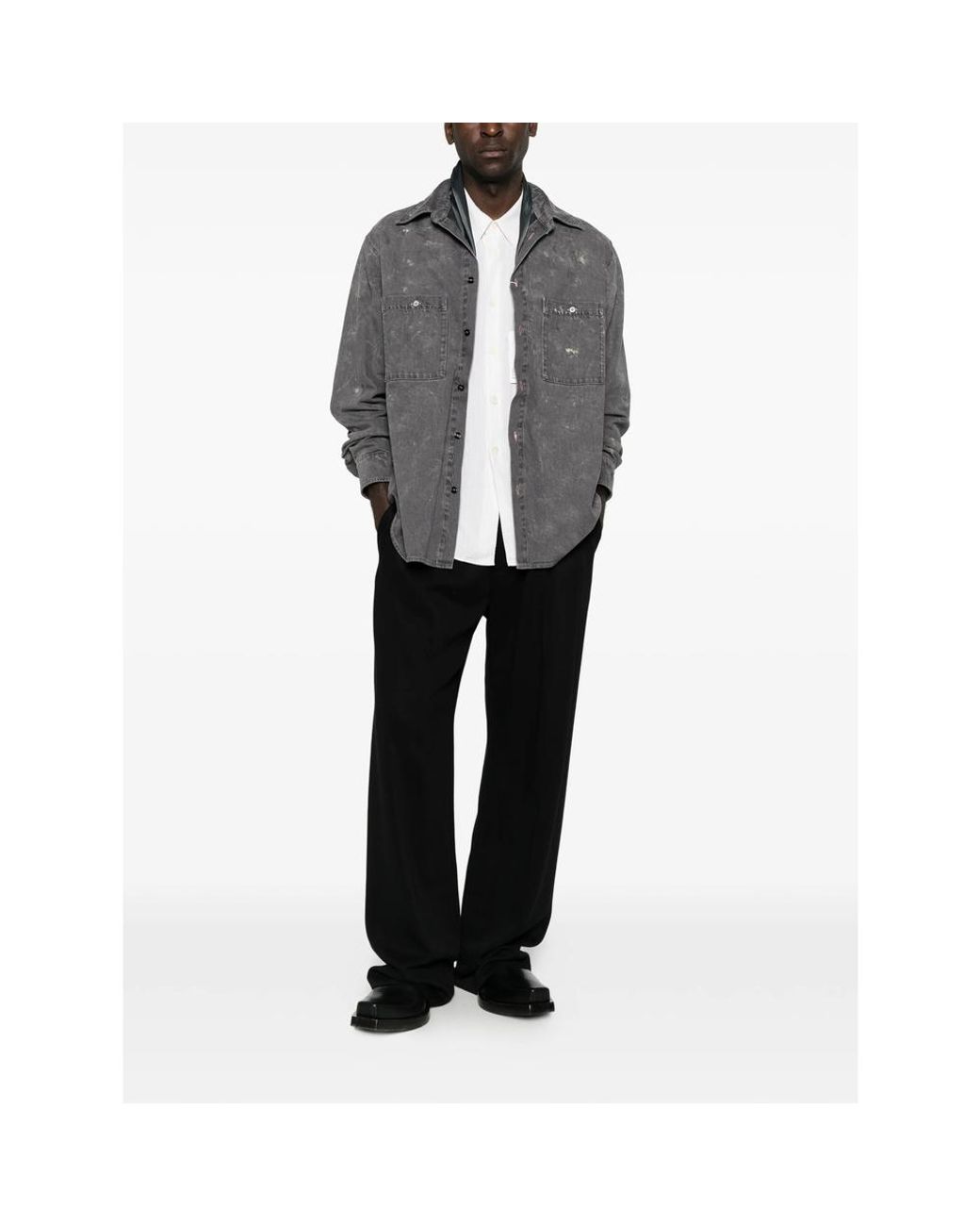 MM6 by Maison Margiela Gray Distressed Denim Jacket for men
