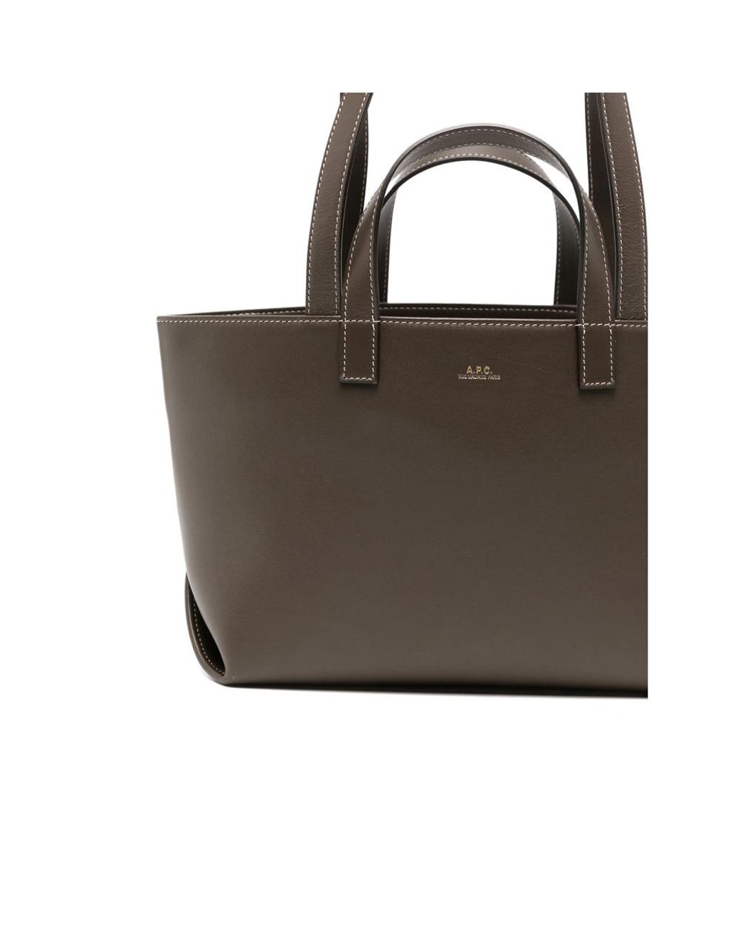 A.P.C. Black A. P.C. Small Drummer Logo-Print Leather Tote Bag